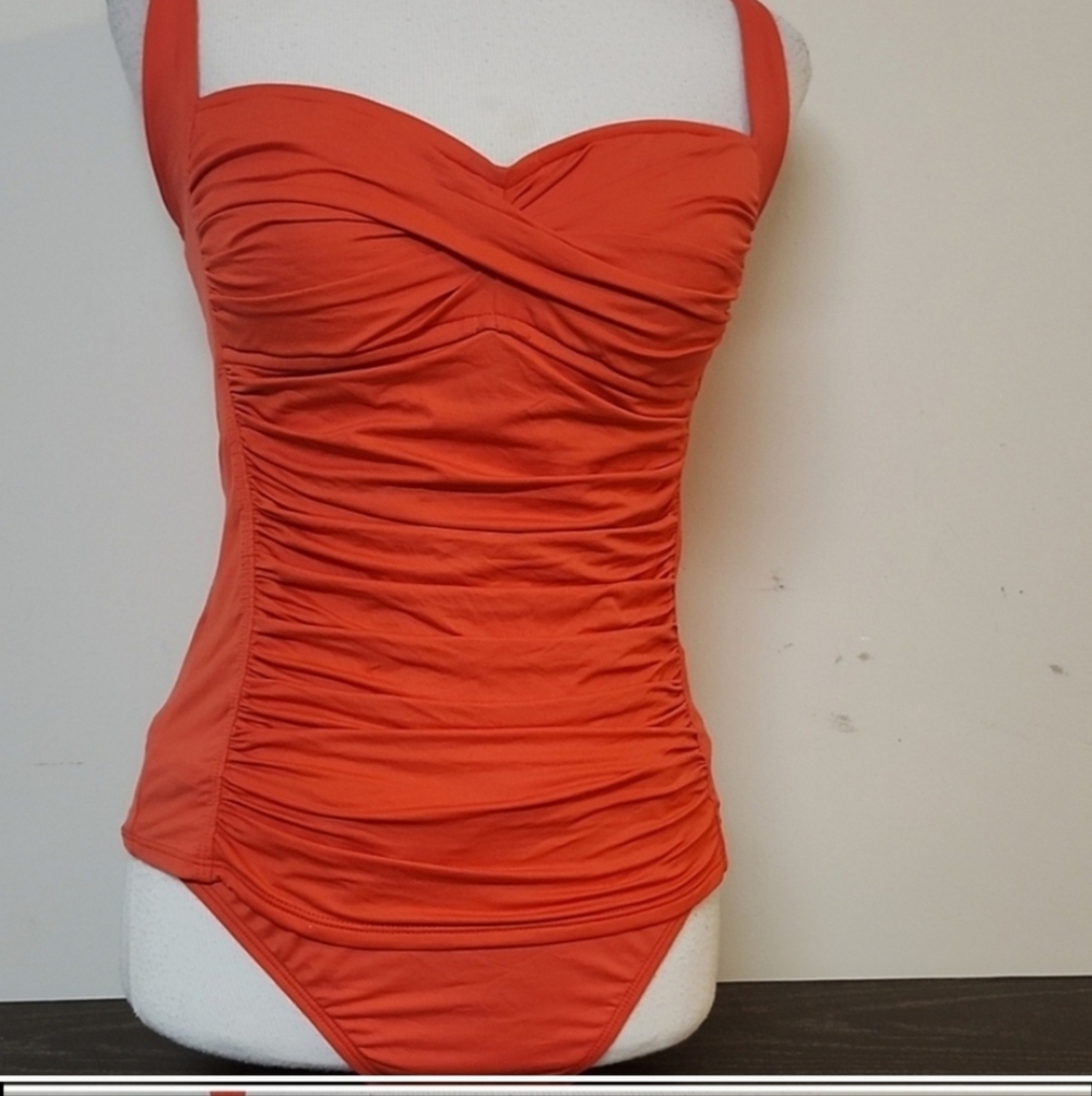 La blanca in a two piece swimsuit 12/14 Red Ruched Slimming Beach Summer